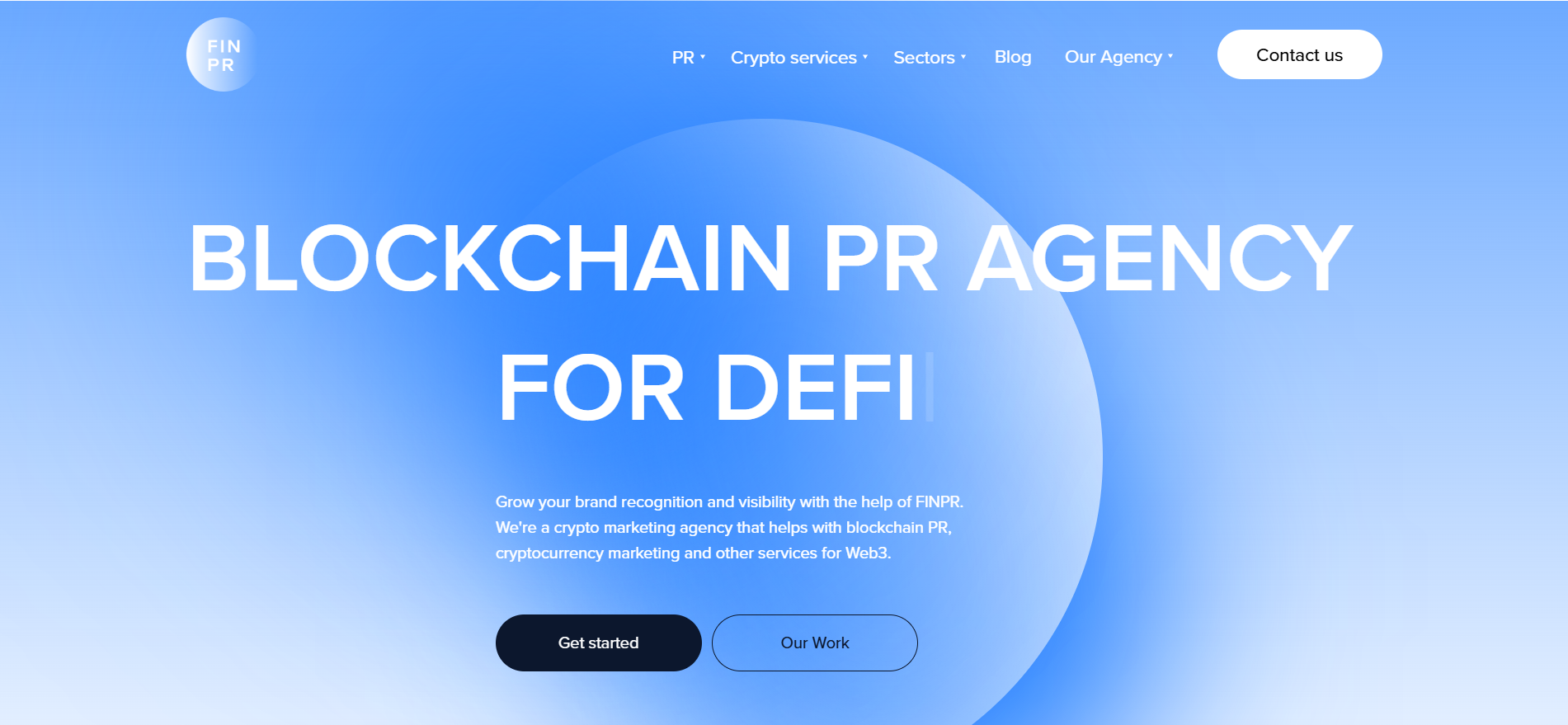 FINPR 区块链公关公司主页 - 为 45 个国家的 DeFi、区块链和 Web3 项目提供加密公关和营销服务。