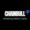 Chainbull crypto marketing and Web3 PR agency dark logo with bold wordmark and tagline 