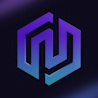 Cryptic crypto PR agency logo — geometric hexagonal bracket mark in purple-blue gradient.