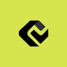 CryptoVirally crypto press release agency logo — angular geometric mark in black on yellow-green background.