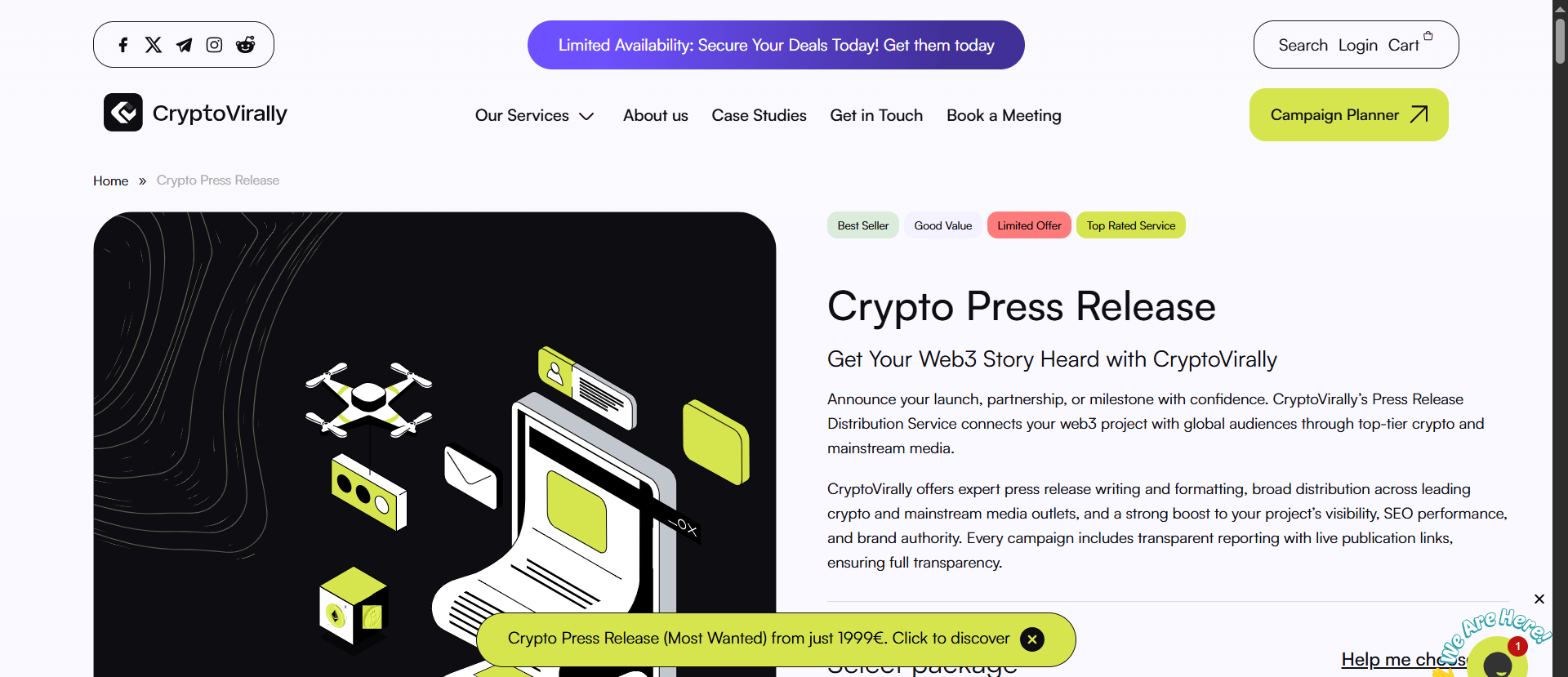 CryptoVirally crypto press release distribution page for Web3 project launches through top-tier crypto and mainstream media outlets.