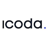 ICODA crypto marketing agency logo — black lowercase wordmark with period on white background.