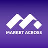 MarketAcross blockchain PR agency purple square logo with white abstract wave mark and wordmark.