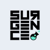 Surgence Labs Web3 influencer marketing agency dark square logo with stacked lettering and lab flask icon.