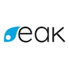 EAK Digital blockchain PR agency logo — teal leaf icon paired with lowercase eak wordmark.